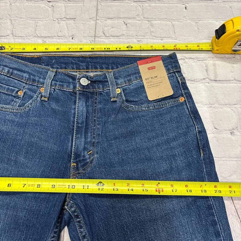 NWT Levi's 511 Slim Fit Jeans Men Size 32x30 Blue Denim Stretch C132 -28
